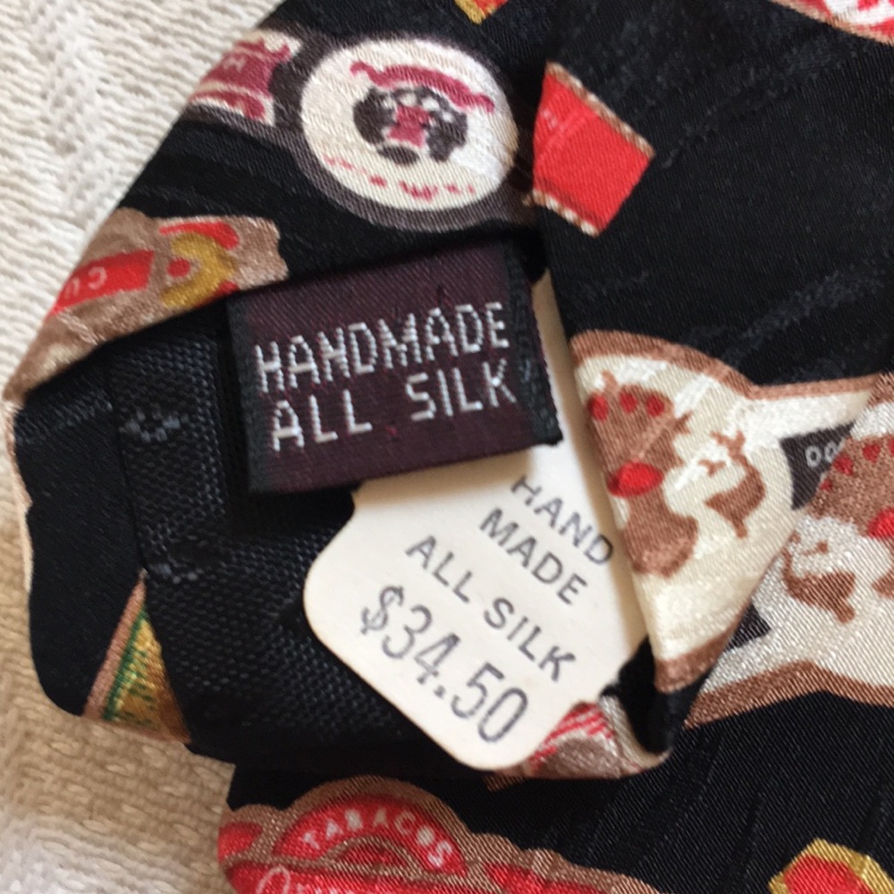 Men’s Cigar Label Neck Tie 100% Silk Vintage - Picture 3 of 4